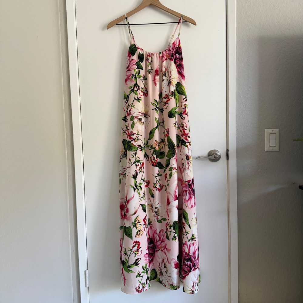 Sam Edelman Pink Floral Maxi Dress Small Summer Flowy Feminine Gardenparty